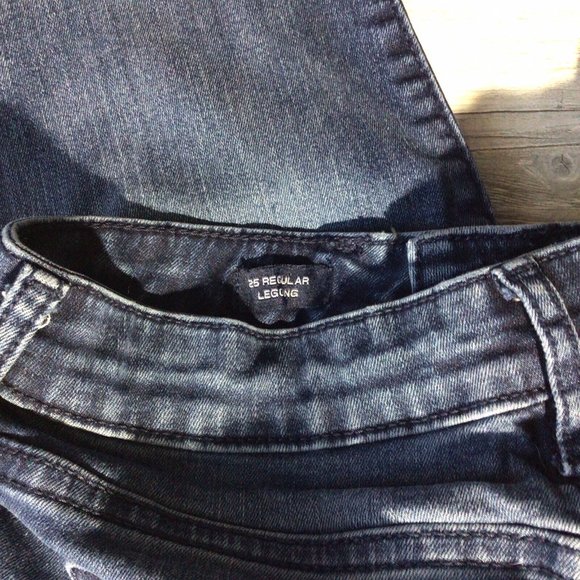 GAP 1969 Blue Jeggings with leg zippers size 0 or 25 EUC leggings skinny jeans - Picture 7 of 7